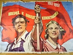 Vpřed k vítězství komunismu - 1917 - 1957 - plakát - socialistická propaganda - SSSR