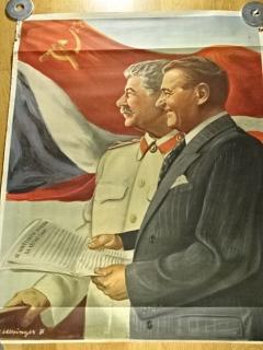 J. V. Stalin, Klement Gottwald - Se Sovětským svazem na věčné časy - plakát - 1951 - propaganda - socialismus - Josef Schlesinger