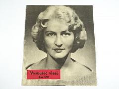 Vysoušeč vlasů Em 521 - popis, návod k obsluze - 1960 - Novoborské strojírny n. p. Nový Bor