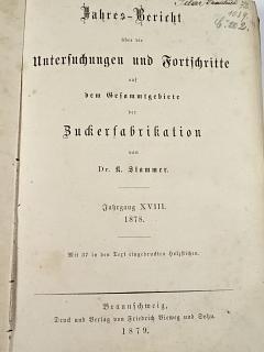 Jahres-Bericht über die Untersuchungen und Fortschritte auf dem gesammtgebiete der Zuckerfabrikation - Karl Stammer - 1879