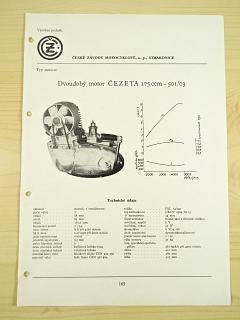 ČZ - dvoudobý motor Čezeta 175 ccm - 501/03 - katalogový list - 1960