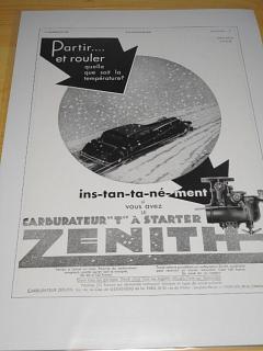 Zenith - reklama ze starého časopisu - 1933