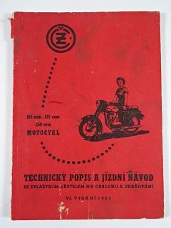 ČZ 125/453, 175/450, 250/455 - 1962 - technický popis, návod k obsluze a udržování