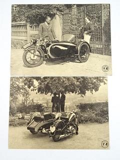 Motocykl ČZ - stroj včech dobrých vlastností - ČZ 500, ČZ 175, jízdní kolo - pohlednice