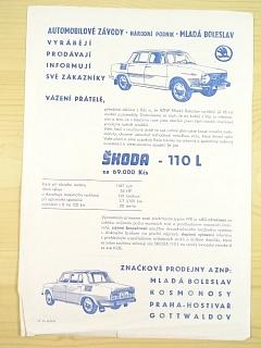 Škoda 110 L - prospekt - leták - AZNP Mladá Boleslav