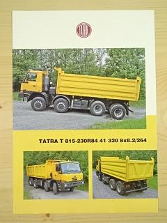 Tatra T 815-230R84 41 320 8x8.2/264 - šasi určené pro kompletaci s třístranně sklápěcí korbou a komunálními nástavbami - prospekt