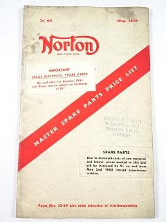 Norton - Master Spare Parts Price List - 1959