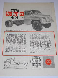 Tatra 138 PP 23  4 x 4 podvozek s kabinou - 1967 - prospekt