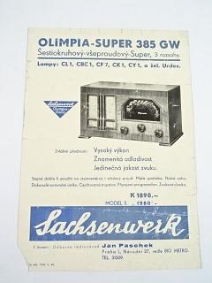Olympia-Super 385 GW - Sachsenwerk - prospekt - 1940 - Jan Paschek, Praha