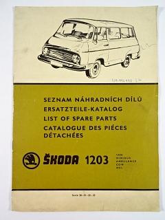 Škoda 1203 - VAN, minibus, ambulance, COM, ROL - seznam náhradních dílů - doplňky a změny - 1973 - 1974