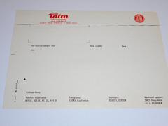 Tatra n. p. Kopřivnice - hlavičkový papír