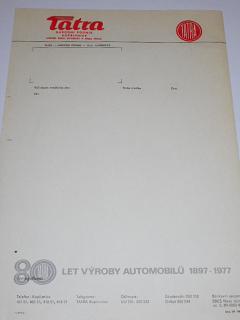 Tatra n. p. Kopřivnice - hlavičkový papír - 1977