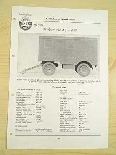 Karosa - přívěsný vůz A 3 - skříň - katalogový list - 1960