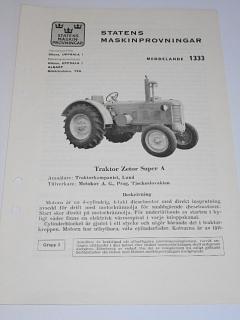 Zetor Super A - prospekt - 1958 - švédsky