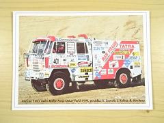 Tatra 815 - vítězná T 815 4 x 4 v Rallye Paříž - Dakar - Paříž - 1994 - posádka K. Loprais, J. Kalina, R. Stachura - pohlednice