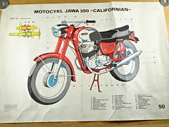 JAWA 350 Californian - plakát - školní obraz - autoškola - 1974