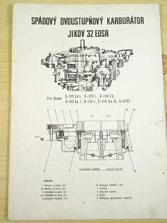 Jikov 32 EDSR - spádový dvoustupňový karburátor - technický popis - 1976 - Škoda 105, 120, 110, 110 R, 1203