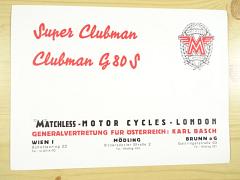 Matchless - Super Clubman - Clubman G 80 S - prospekt - REPRINT