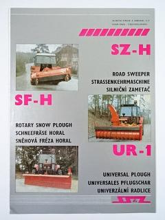 SSaZ - SZ-H silniční zametač, SF-H sněhová fréza haral, UR-1 univerzální radlice - Zetor - prospekt
