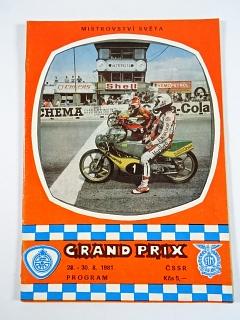 Grand Prix ČSSR - Mistrovství světa - Brno - 28. - 30. 8. 1981 - program + startovní listina + leták