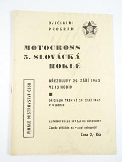 Motocross - 5. Slovácká rokle - finále Mistrovství ČSSR - Březolupy - 29. 9. 1963 - program