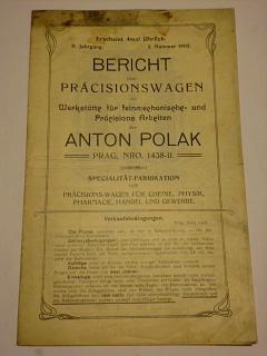 Anton Polak Prag - Bericht über Präcisionswagen - váhy - 1905