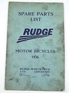 Rudge - Spare Parts List - Motor Bicycles 1936