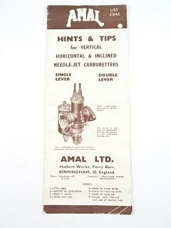 Amal - Hits & Tips for Vertical Horizontal & Inclined Needle-jet Carburetters - prospekt