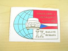 XX. Rallye Šumava - Pohár míru a přátelství - Klatovy 1985 - samolepka