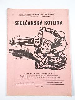 Sedlčanská kotlina - 1. 4. 1962 - Sedlčany - terénní závod motocyklů - program
