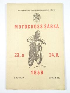 Motocross Šárka - 23. a 24. V. 1959 - program