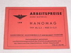 Hanomag - Arbeitspreise ... Typ HL 3,5/HDS 3-3,5 - 1940