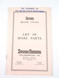 Stevens Motor Cycles - List of Spare Parts