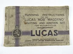 Lucas - Running Instructions for the Lucas MDB Magdyno Lighting and Ignition Set for Motor-cycles 1929 Equipment