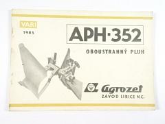 APH-352 - oboustranný pluh - VARI - 1985 - návod - seznam dílů - Agrozet závod Libice n. C.