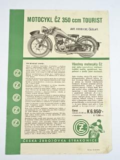 ČZ 350 ccm Tourist - prospekt