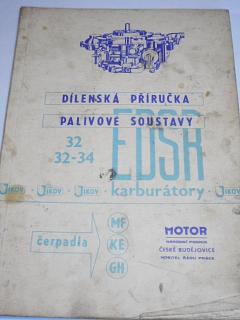 Jikov 32, 32-34 EDSR - čerpadla MF, KE, GH - dílenská příručka palivové soustavy - 1984 - Škoda 100, 105, 110, 120, 1203, Tatra 613