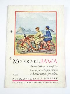 JAWA - motocykl JAWA obsahu 500 cm3 s dvojitým lisovaným ocelovým rámem a kardanovým převodem - JAWA 500 OHV Rumpál - prospekt - 1929
