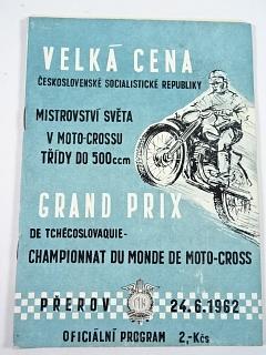 Velká cena ČSSR - Mistrovství světa v moto-crossu třídy do 500 ccm - Přerov - 24. 6. 1962 - program