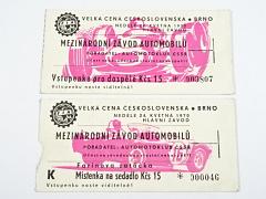Velká cena Československa 1970 - vstupenka + místenka