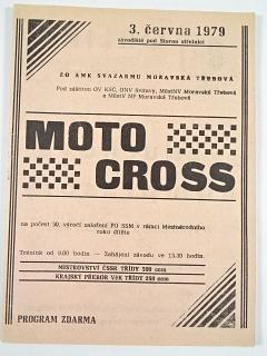 Moravská Třebová - motocross - 3. 6.1979 - program + vstupenka