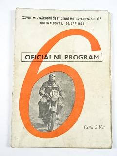 XXVIII. mezinárodní šestidenní motocyklová soutěž - Gottwaldov 15. - 20. září 1953 - oficiální program
