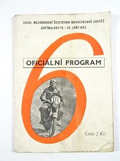 XXVIII. mezinárodní šestidenní motocyklová soutěž - Gottwaldov 15. - 20. září 1953 - oficiální program