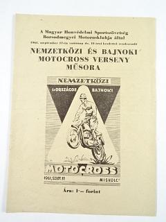 Nemzetközi és bajnoki motocross verseny müsora - 1961, szept. 17 - program