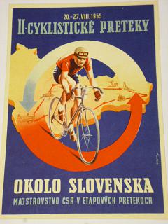 II. cyklistické preteky okolo Slovenska 20.-27. VIII. 1955 - leták