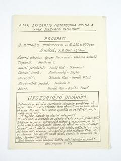 Program 3. zimního motokrosu ve tř. 250 a 500 ccm - Rudná - 5. 3. 1967