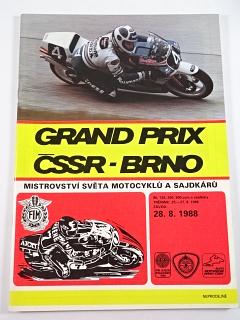 Grand Prix ČSSR - Brno - Mistrovství světa motocyklů a sajdkárů - 28. 8. 1988 - program