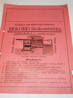 Rekord - širokomlátička - prospekt - 1926