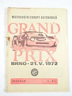 Mistrovství Evropy automobilů - Grand prix Brno 21. 5. 1972 - program