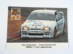 Klaus Niedzwiedz - Omega Evolution 500 - Opel Team Eggenberger - pohlednice - samolepka